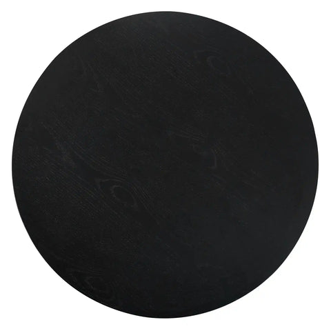 Vivid Black Wooden Round Coffee Table