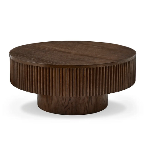 Vivid Walnut Wooden Round Coffee Table