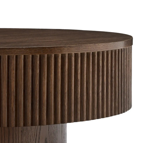 Vivid Walnut Wooden Round Coffee Table