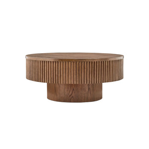 Vivid Brown Wooden Round Coffee Table
