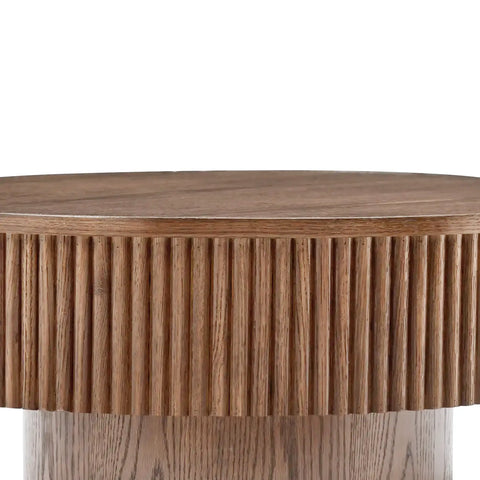 Vivid Brown Wooden Round Coffee Table