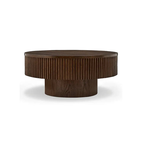 Vivid Walnut Wooden Round Coffee Table