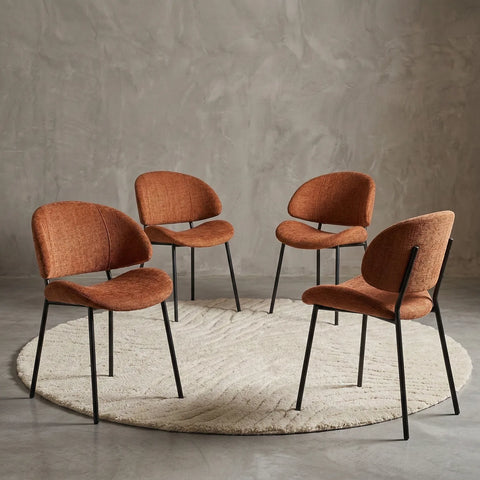 Wexley Set of 4 Velvet Dining Chairs - Burnt Orange