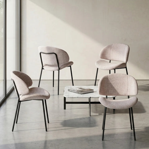 Wexley Set of 4 Velvet Dining Chairs - Cream