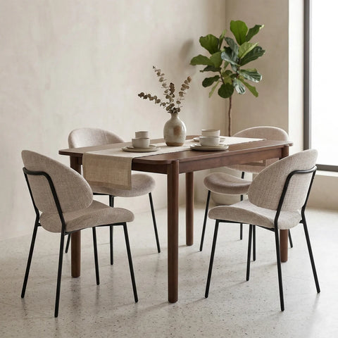 Wexley Set of 4 Velvet Dining Chairs - Cream