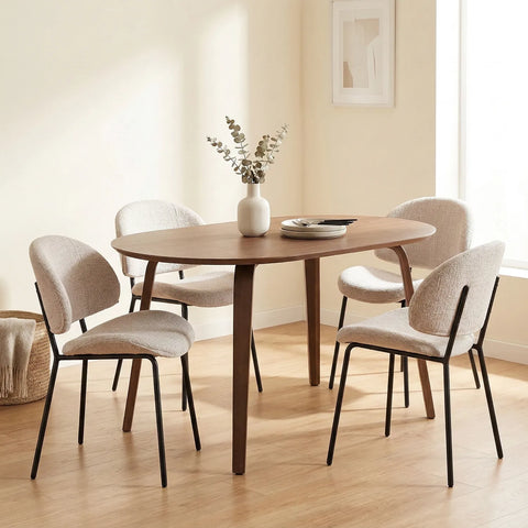 Wexley Set of 4 Velvet Dining Chairs - Cream
