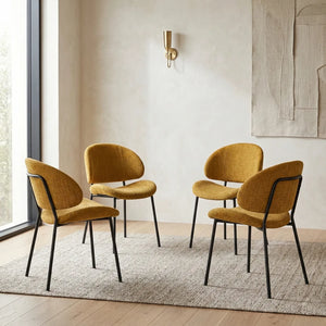 Wexley Set of 4 Mustard Dining Chairs with Black Metal Frame