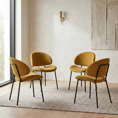 Wexley Set of 4 Velvet Dining Chairs - Mustard
