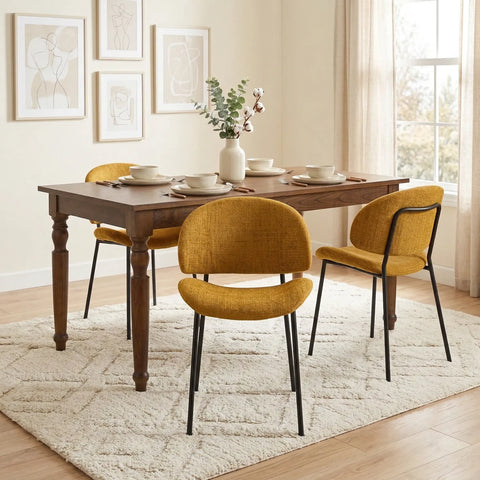 Wexley Set of 4 Velvet Dining Chairs - Mustard