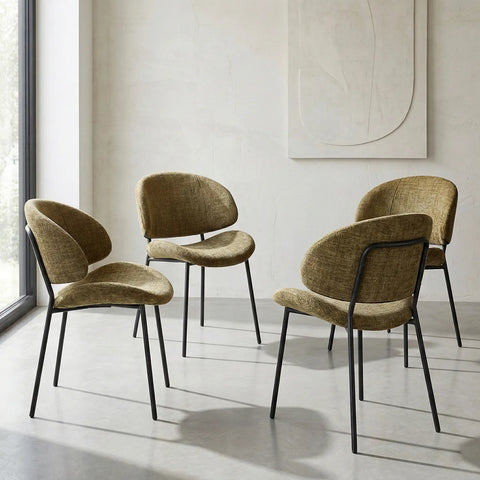 Wexley Set of 4 Velvet Dining Chairs - Olive Green