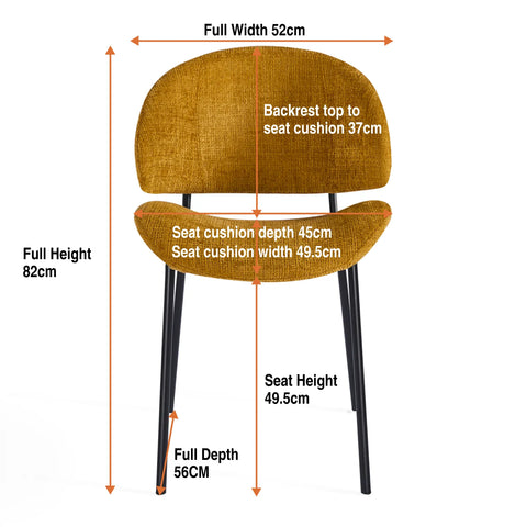 Wexley Set of 4 Velvet Dining Chairs - Mustard