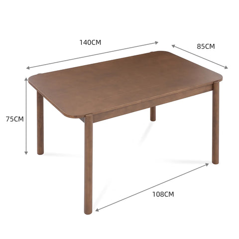 Wexley Contemporary Modern Walnut Effect 4-6 Rectangle Wooden Dining Table - 140cm