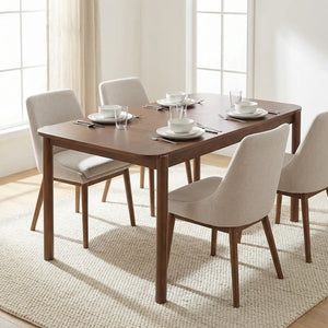 Wexley Contemporary Modern Walnut Effect 4-6 Rectangle Wooden Dining Table - 140cm