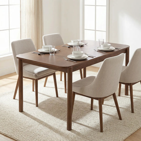 Wexley Contemporary Modern Walnut Effect 4-6 Rectangle Wooden Dining Table - 140cm