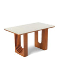Willow Bend French Vintage Limestone & Walnut Wood Dining Table - 140cm x 80cm