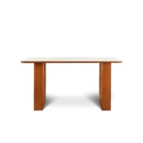 Willow Bend French Vintage Limestone & Walnut Wood Dining Table - 140cm x 80cm