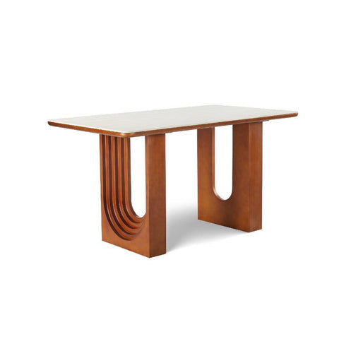 Willow Bend French Vintage Limestone & Walnut Wood Dining Table - 140cm x 80cm