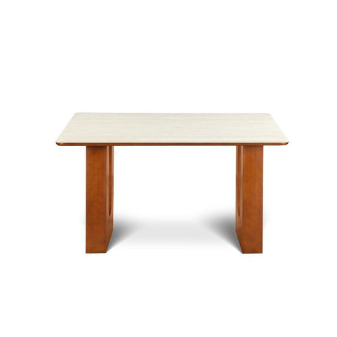 Willow Bend French Vintage Limestone & Walnut Wood Dining Table - 140cm x 80cm