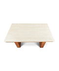 Willow Bend French Vintage Limestone & Walnut Wood Dining Table - 140cm x 80cm