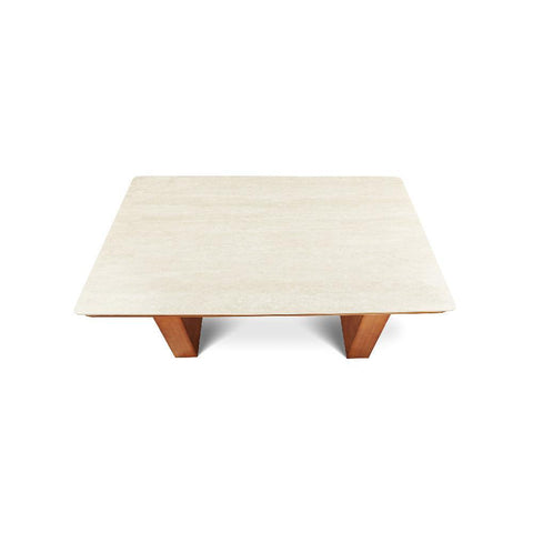 Willow Bend French Vintage Limestone & Walnut Wood Dining Table - 140cm x 80cm