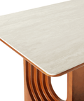 Willow Bend French Vintage Limestone & Walnut Wood Dining Table - 140cm x 80cm