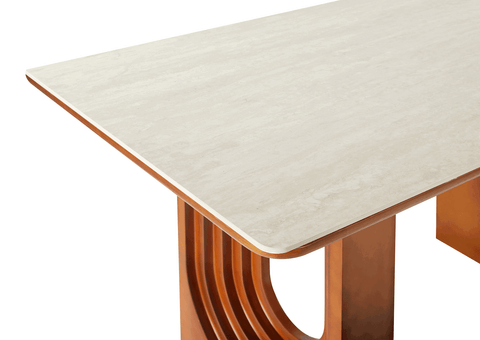 Willow Bend French Vintage Limestone & Walnut Wood Dining Table - 140cm x 80cm