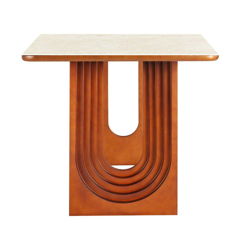 Willow Bend French Vintage Limestone & Walnut Wood Dining Table - 140cm x 80cm