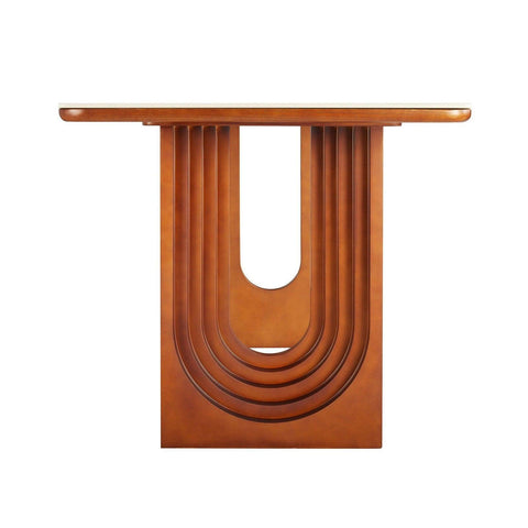 Willow Bend French Vintage Limestone & Walnut Wood Dining Table - 140cm x 80cm