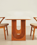 Willow Bend French Vintage Limestone & Walnut Wood Dining Table - 140cm x 80cm