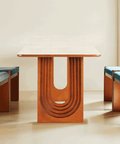 Willow Bend French Vintage Limestone & Walnut Wood Dining Table - 140cm x 80cm