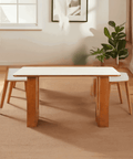 Willow Bend French Vintage Limestone & Walnut Wood Dining Table - 140cm x 80cm
