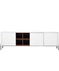 Willow White Ceramic-Top TV Stand with Matte Beige Finish for TVs up to 78"