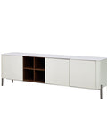 Willow White Ceramic-Top TV Stand with Matte Beige Finish for TVs up to 78"