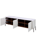 Willow White Ceramic-Top TV Stand with Matte Beige Finish for TVs up to 78"