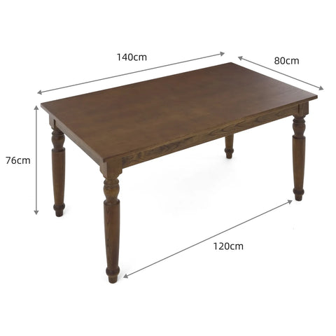 Windsor Farmhouse Walnut Effect 4-6 Seater Rectangle Wooden Dining Table - 140cm