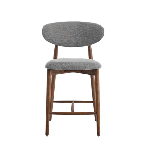 Wisby Grey Fabric Wooden Bar Stool