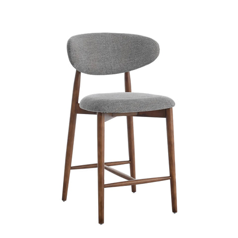 Wisby Grey Fabric Wooden Bar Stool