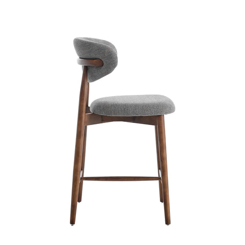 Wisby Grey Fabric Wooden Bar Stool