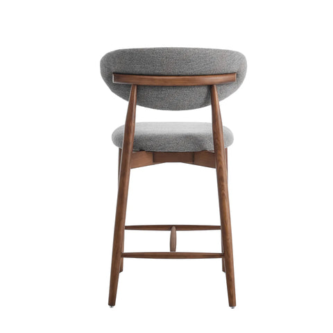Wisby Grey Fabric Wooden Bar Stool