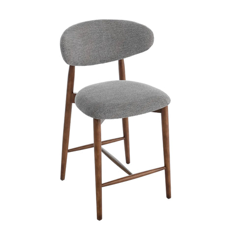 Wisby Grey Fabric Wooden Bar Stool