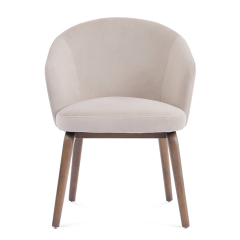 Woodmere Dining Chair, Walnut Effect Ash Solid Wood | Cream Velvet Fabric