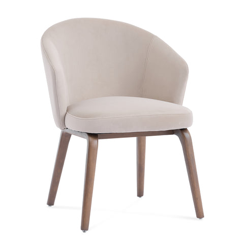Woodmere Dining Chair, Walnut Effect Ash Solid Wood | Cream Velvet Fabric