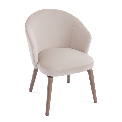 Woodmere Dining Chair, Walnut Effect Ash Solid Wood | Cream Velvet Fabric