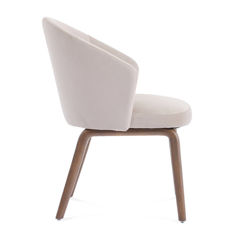Woodmere Dining Chair, Walnut Effect Ash Solid Wood | Cream Velvet Fabric