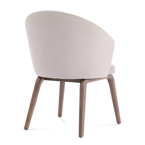 Woodmere Dining Chair, Walnut Effect Ash Solid Wood | Cream Velvet Fabric