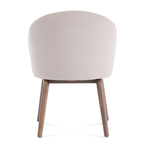 Woodmere Dining Chair, Walnut Effect Ash Solid Wood | Cream Velvet Fabric