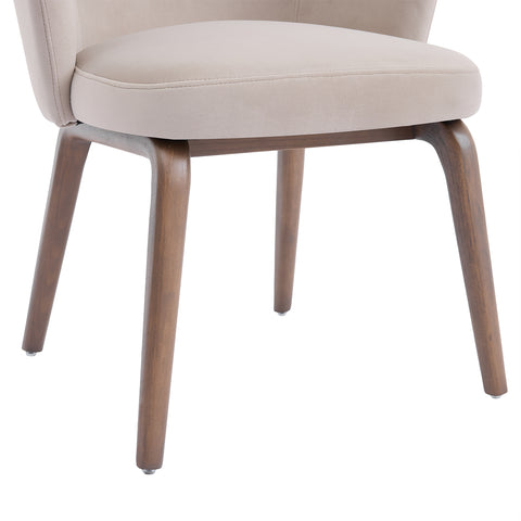 Woodmere Dining Chair, Walnut Effect Ash Solid Wood | Cream Velvet Fabric