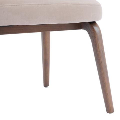 Woodmere Dining Chair, Walnut Effect Ash Solid Wood | Cream Velvet Fabric