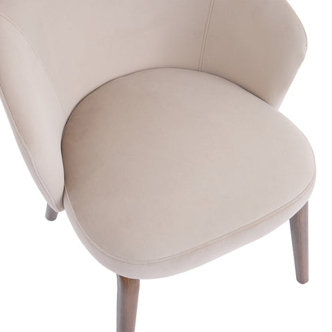 Woodmere Dining Chair, Walnut Effect Ash Solid Wood | Cream Velvet Fabric