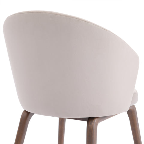 Woodmere Dining Chair, Walnut Effect Ash Solid Wood | Cream Velvet Fabric